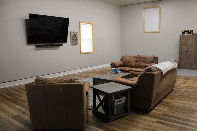 30349 Johnson Creek Trl, Webb Lake, WI 54830 - living area with wood finished floors and baseboards