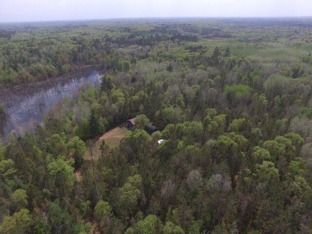 30349 Johnson Creek Trl, Webb Lake, WI 54830 - aerial view of property and surrounding area with a heavily wooded area and a nearby body of water
