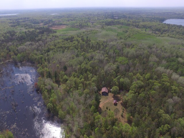 30349 Johnson Creek Trl, Webb Lake, WI 54830 - aerial view of property and surrounding area featuring a heavily wooded area and a nearby body of water