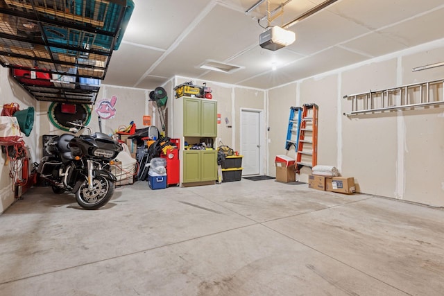 garage with a garage door opener