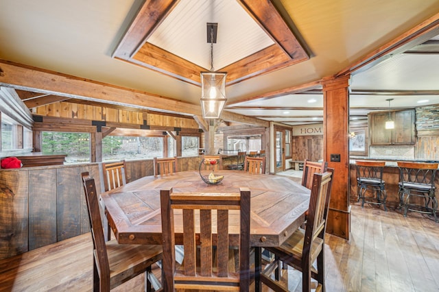 N2699 County Road A, Salem Twp, WI 54750 - dining room with hardwood / wood-style floors, healthy amount of natural light, and beam ceiling