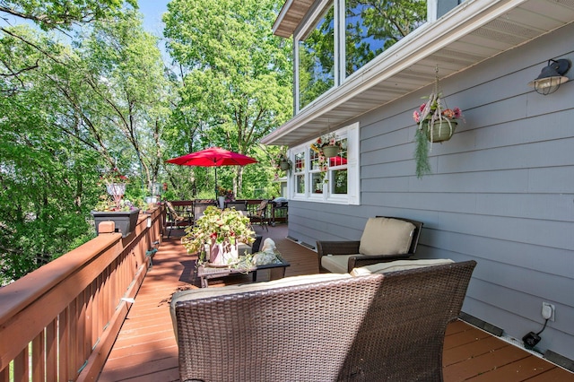 W3527 2nd St, Maiden Rock, WI 54750 - wooden terrace featuring an outdoor living space