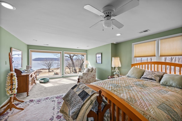 W3527 2nd St, Maiden Rock, WI 54750 - bedroom with carpet flooring, recessed lighting, baseboards, and ceiling fan