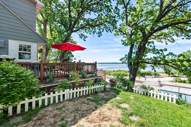 W3527 2nd St, Maiden Rock, WI 54750 - view of yard with a deck with water view