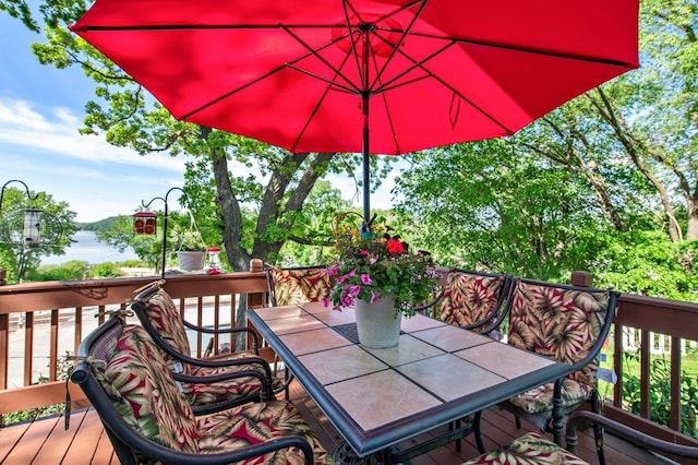 W3527 2nd St, Maiden Rock, WI 54750 - deck featuring outdoor dining area and a water view