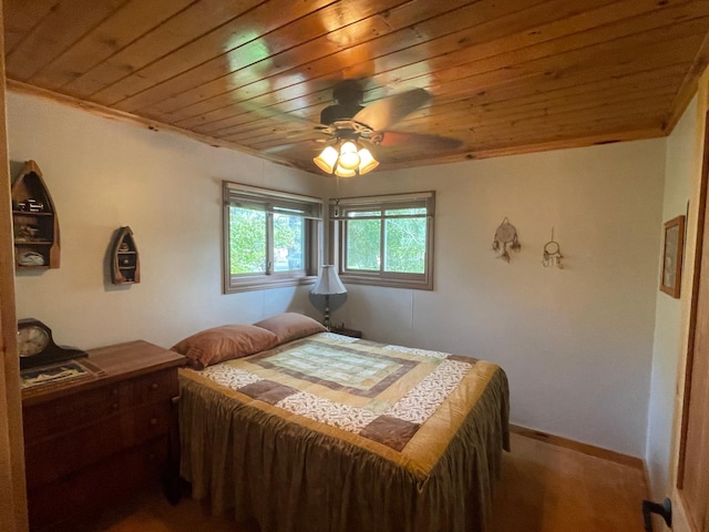 18063 Bernard Trl, Brainerd, MN 56401 - bedroom with wooden ceiling and ceiling fan