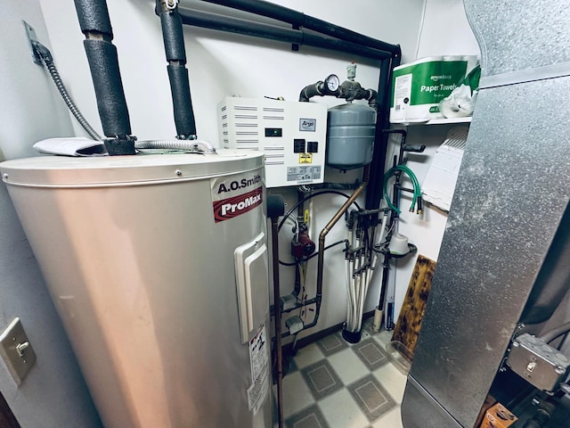 utility room with water heater