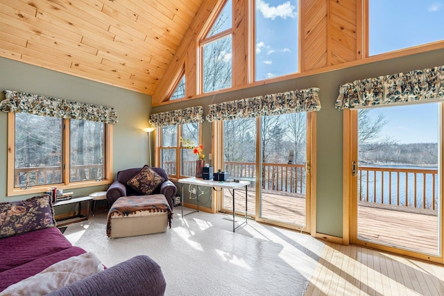 N2641 Cipra Rd, Sarona, WI 54870 - sunroom / solarium with lofted ceiling, plenty of natural light, and a water view