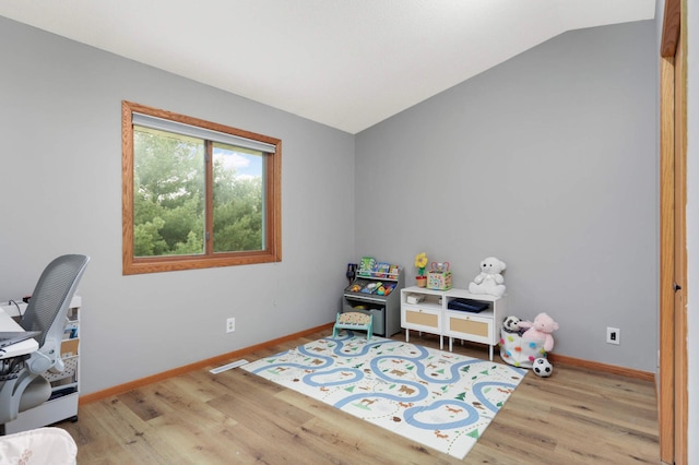 2222 Crosstown Blvd NE, Ham Lake, MN 55304 - office area with vaulted ceiling, wood finished floors, and baseboards