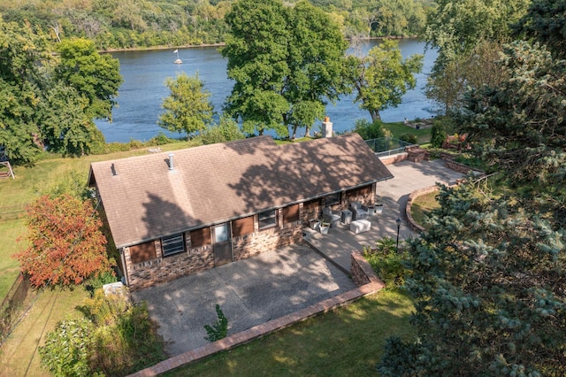 332 Riverside Ave S, Sartell, MN 56377 - aerial view of property and surrounding area featuring a nearby body of water and a heavily wooded area