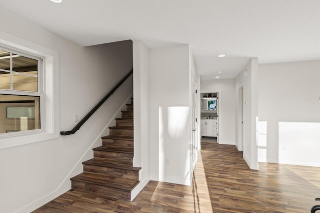 2308 Shadywood Rd, Orono, MN 55391 - stairs featuring wood finished floors, recessed lighting, and baseboards