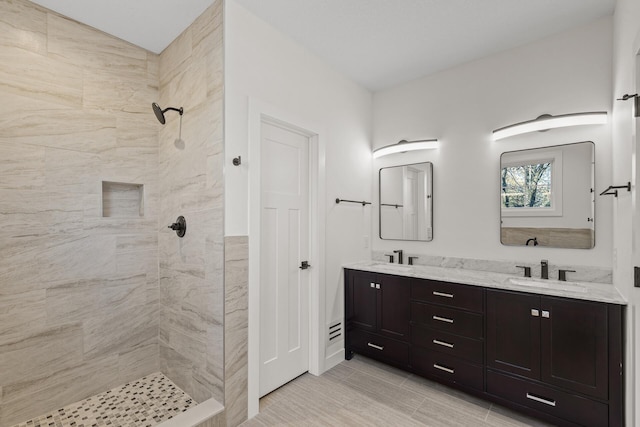 2308 Shadywood Rd, Orono, MN 55391 - bathroom with tiled shower and double vanity