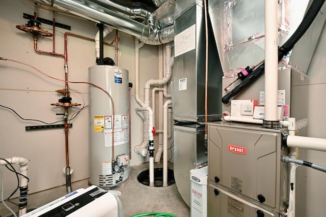 utility room featuring gas water heater