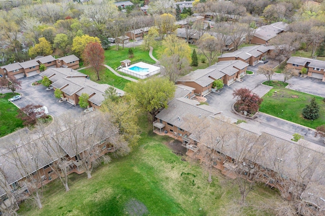 drone / aerial view with a residential view