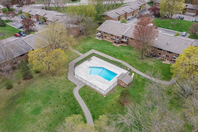 bird's eye view with a residential view