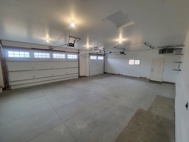 garage with a garage door opener
