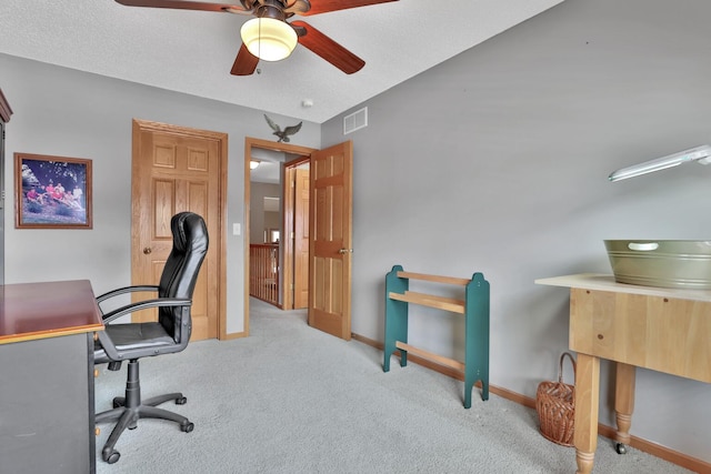 29561 Mentzer Ct, Lindstrom, MN 55045 - office area with carpet, baseboards, and ceiling fan