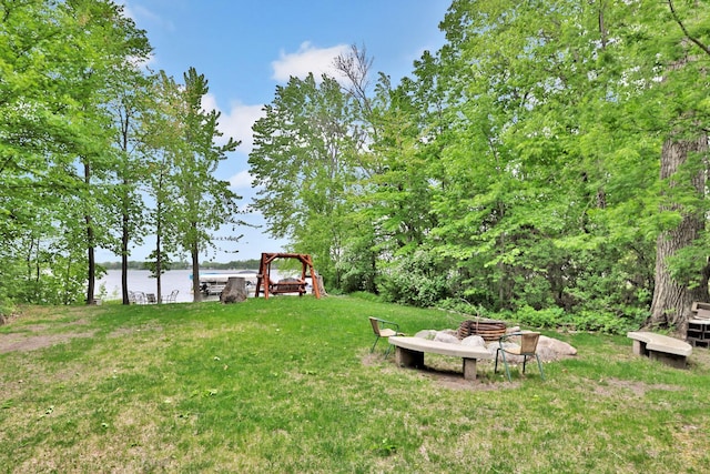 29561 Mentzer Ct, Lindstrom, MN 55045 - view of grassy yard with a water view and a playground