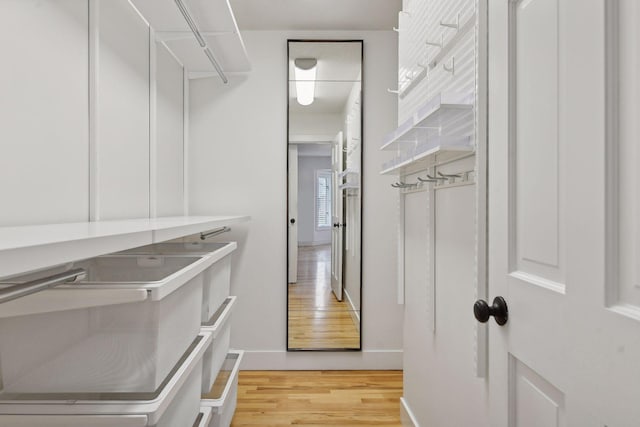 spacious closet featuring light wood-type flooring