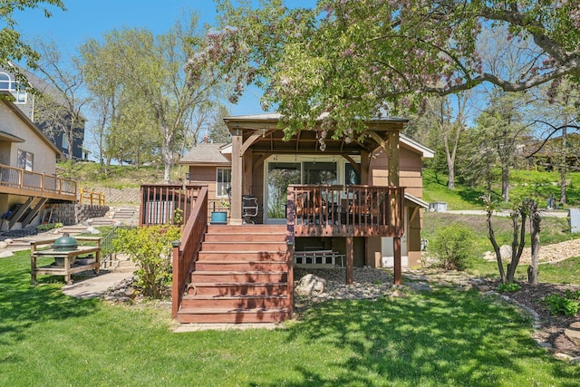 16139 Northwood Rd NW, Prior Lake, MN 55372 - back of house featuring stairway, a lawn, and a deck