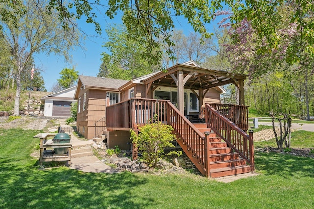 16139 Northwood Rd NW, Prior Lake, MN 55372 - rear view of property featuring a yard, stairway, and a garage