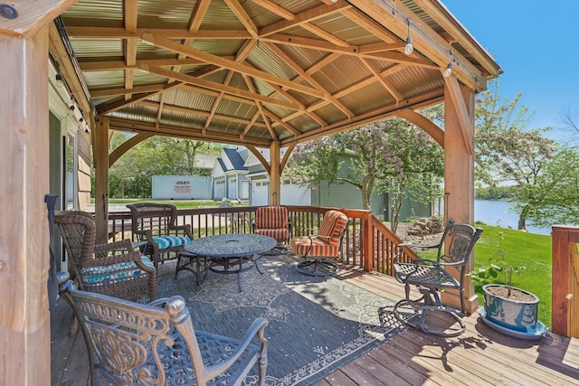 16139 Northwood Rd NW, Prior Lake, MN 55372 - deck with a gazebo, a water view, and a yard