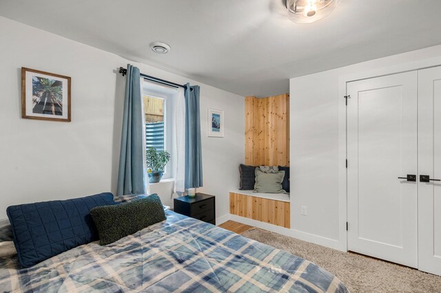bedroom featuring baseboards and a closet