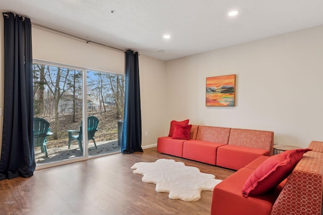17785 Valley Cove Ct, Minnetonka, MN 55345 - living room featuring wood finished floors, recessed lighting, and baseboards