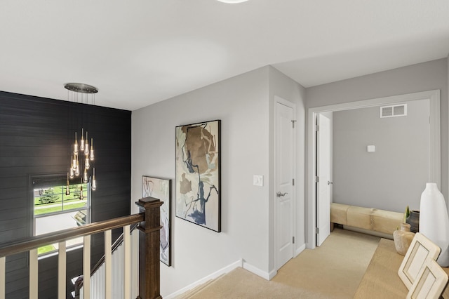 9195 Eagle Ridge Rd, Chanhassen, MN 55317 - hall featuring light colored carpet, an upstairs landing, and baseboards