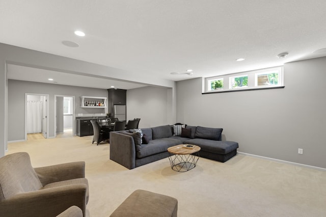 9195 Eagle Ridge Rd, Chanhassen, MN 55317 - living room featuring light carpet, recessed lighting, and baseboards