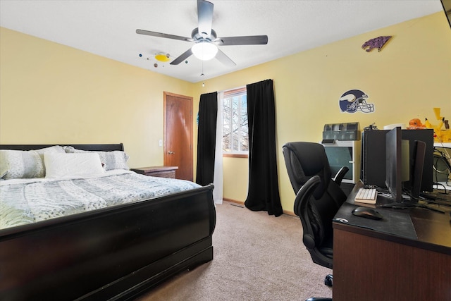 1874 Niagara St, Waconia, MN 55387 - bedroom featuring light colored carpet, a desk, and a ceiling fan