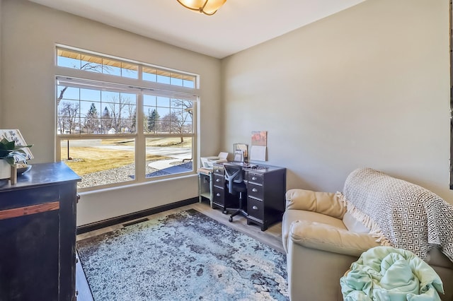 home office featuring wood finished floors