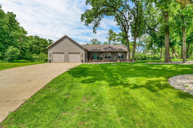 46747 Poss Beach Rd, Pelican Rapids, MN 56572 - single story home with a garage, concrete driveway, and a front yard