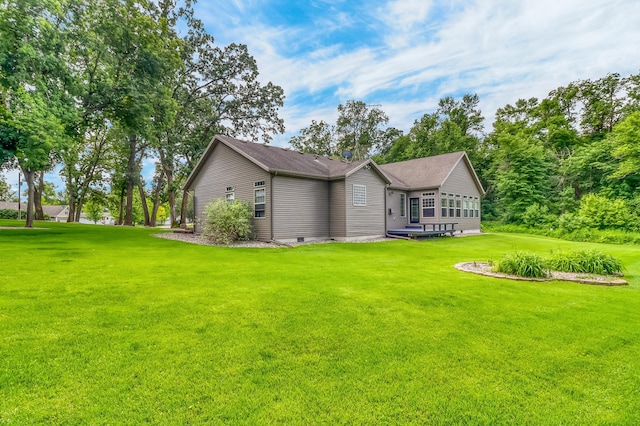 46747 Poss Beach Rd, Pelican Rapids, MN 56572 - rear view of property with a lawn and crawl space