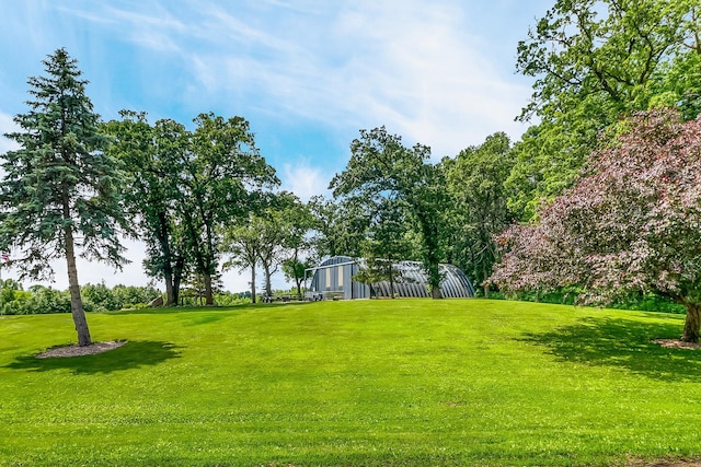 46747 Poss Beach Rd, Pelican Rapids, MN 56572 - view of green lawn featuring an outdoor structure and an outbuilding
