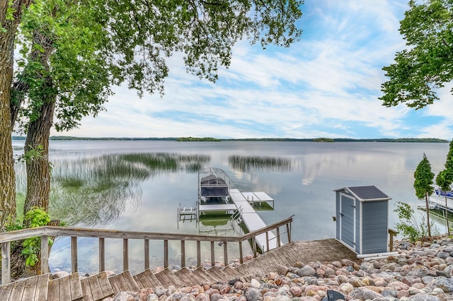 46747 Poss Beach Rd, Pelican Rapids, MN 56572 - dock area featuring boat lift and a water view