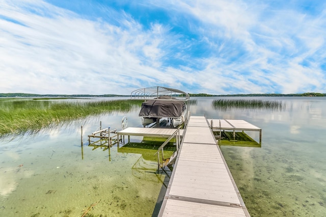 46747 Poss Beach Rd, Pelican Rapids, MN 56572 - dock area featuring a water view and boat lift