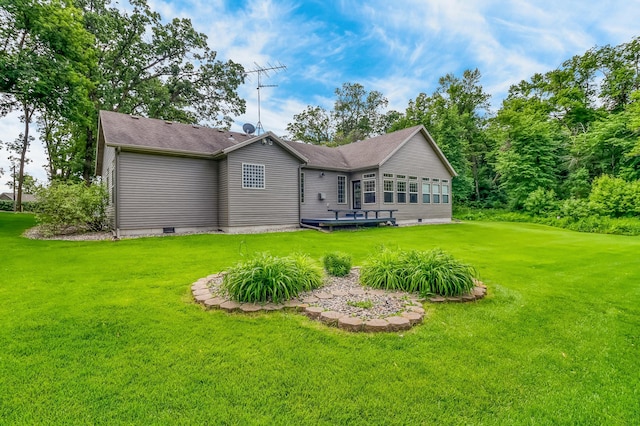 46747 Poss Beach Rd, Pelican Rapids, MN 56572 - back of property featuring crawl space and a lawn