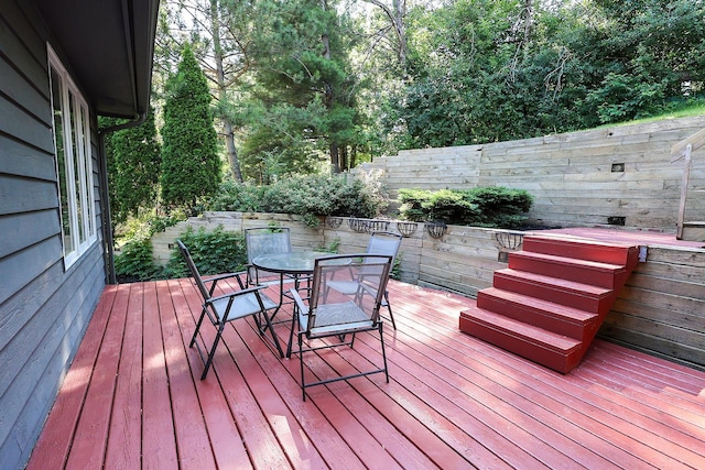 13720 Georgia Dr, Apple Valley, MN 55124 - wooden terrace featuring outdoor dining space