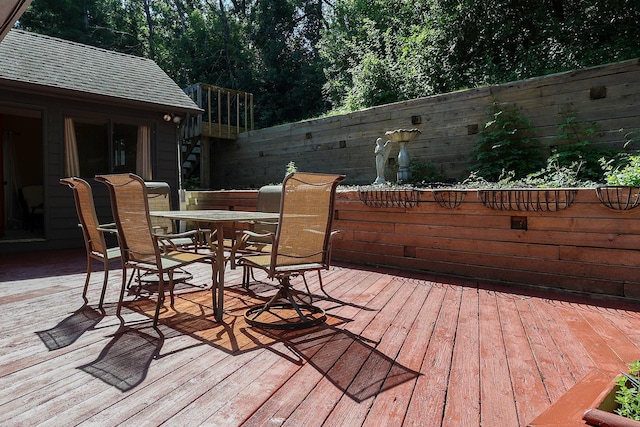 13720 Georgia Dr, Apple Valley, MN 55124 - wooden terrace with outdoor dining space