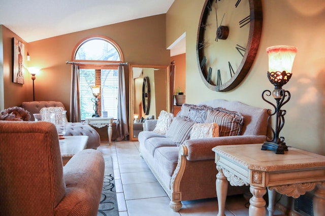 13720 Georgia Dr, Apple Valley, MN 55124 - living room featuring vaulted ceiling and light tile patterned flooring