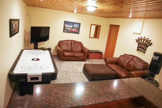 13720 Georgia Dr, Apple Valley, MN 55124 - playroom with wooden ceiling and carpet flooring