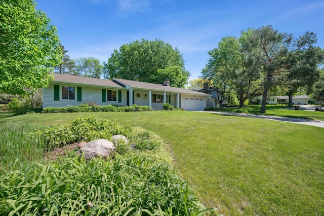 11413 Christansen Ct, Burnsville, MN 55337 - single story home featuring a garage, driveway, a front lawn, and a chimney