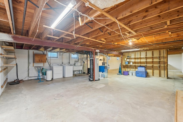 11413 Christansen Ct, Burnsville, MN 55337 - basement with washer and dryer, water heater, and a sink