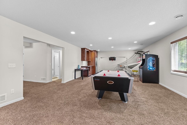 17397 73rd Pl N, Maple Grove, MN 55311 - rec room featuring light carpet, recessed lighting, and a textured ceiling