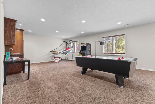 17397 73rd Pl N, Maple Grove, MN 55311 - recreation room with carpet floors, recessed lighting, and a textured ceiling