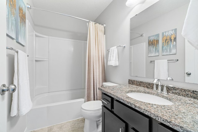 8945 Village Loop, Chanhassen, MN 55317 - bathroom with toilet, shower / bath combo, vanity, and tile patterned floors
