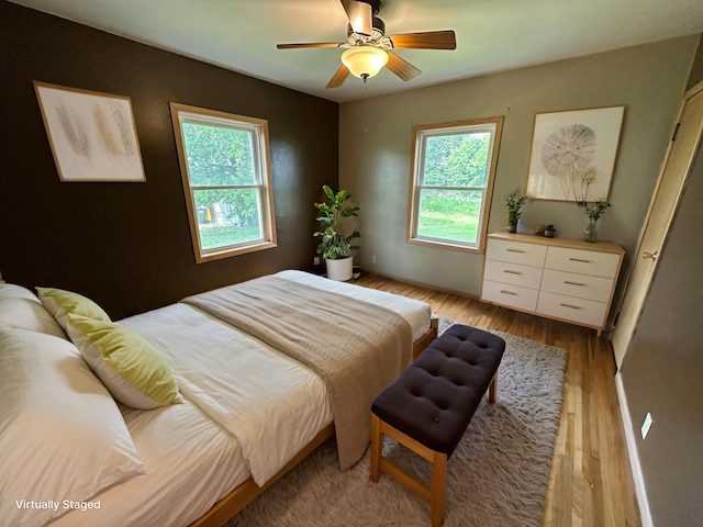 10855 150th St NE, Spicer, MN 56288 - bedroom with multiple windows, light wood-style floors, and ceiling fan