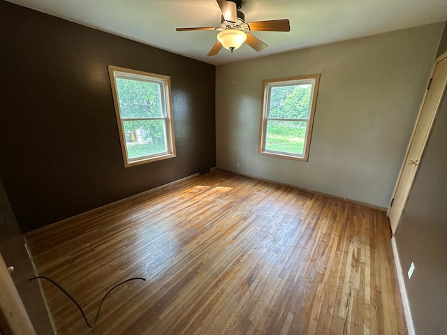 10855 150th St NE, Spicer, MN 56288 - spare room featuring plenty of natural light, hardwood / wood-style floors, and a ceiling fan