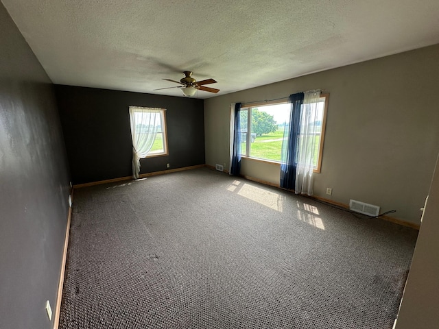 10855 150th St NE, Spicer, MN 56288 - spare room with healthy amount of natural light, ceiling fan, a textured ceiling, carpet flooring, and baseboards